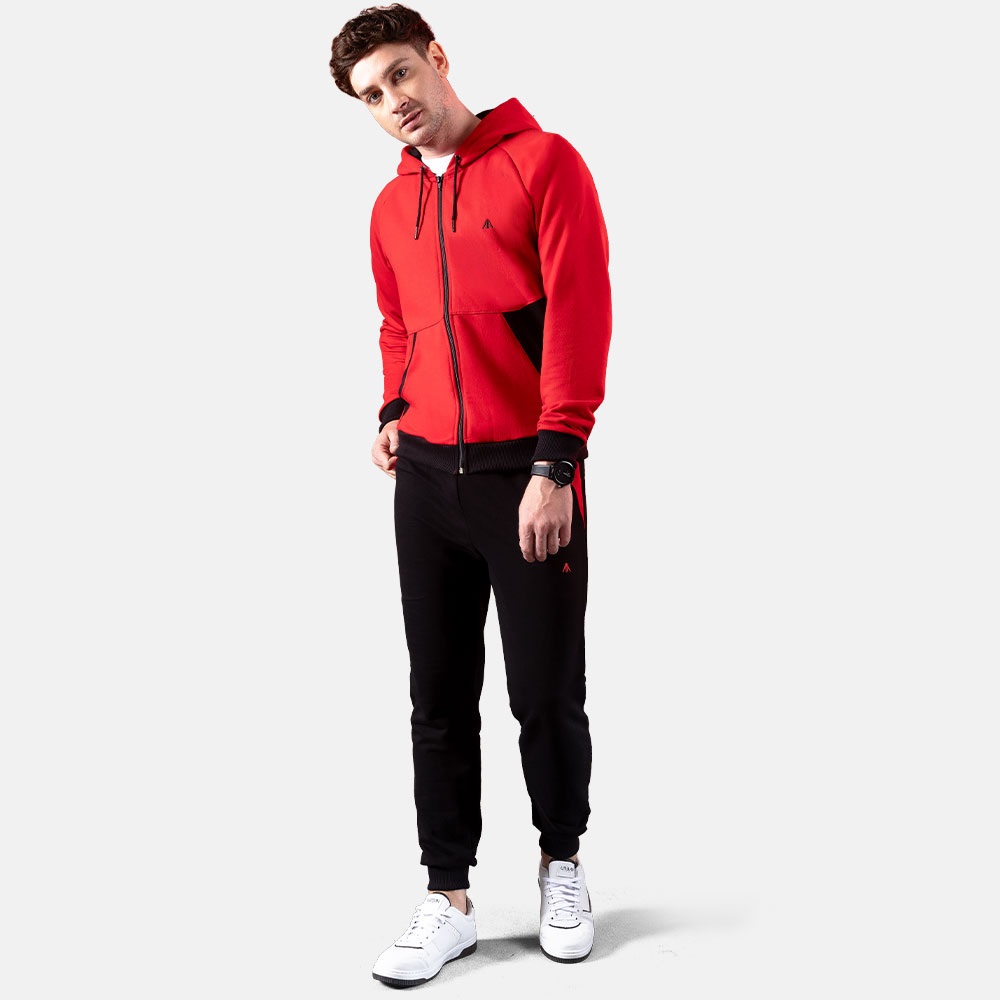 Conjunto c/Capucha Rojo/negro